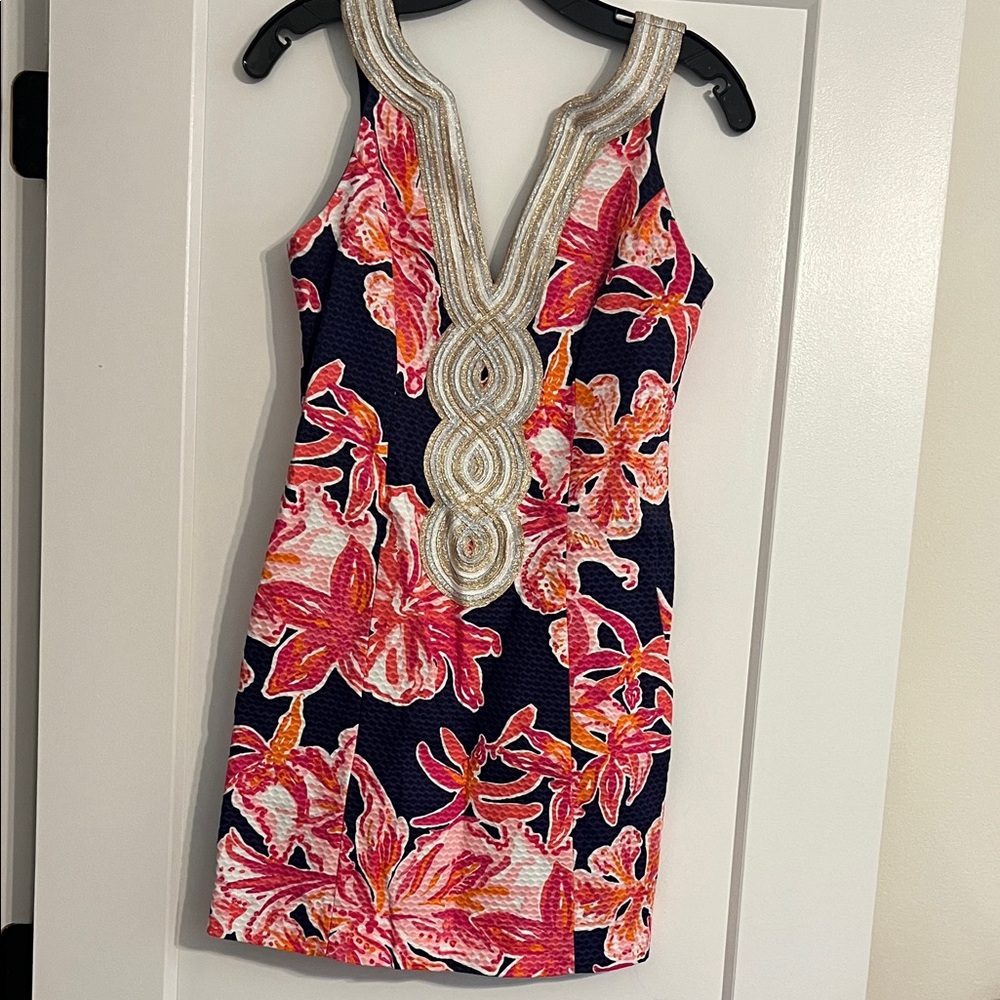 Lilly Pulitzer Pink and Navy Floral Mini Dress